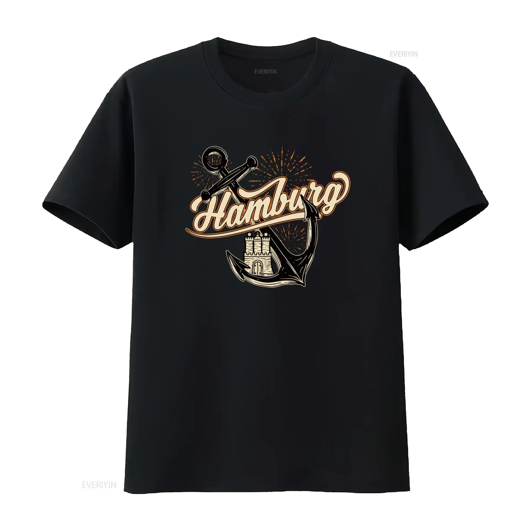Men'S Fashion Hamburg - Herren-T-Shirt mit Hamburger-Anker-Print, lustig, stilvoll, für