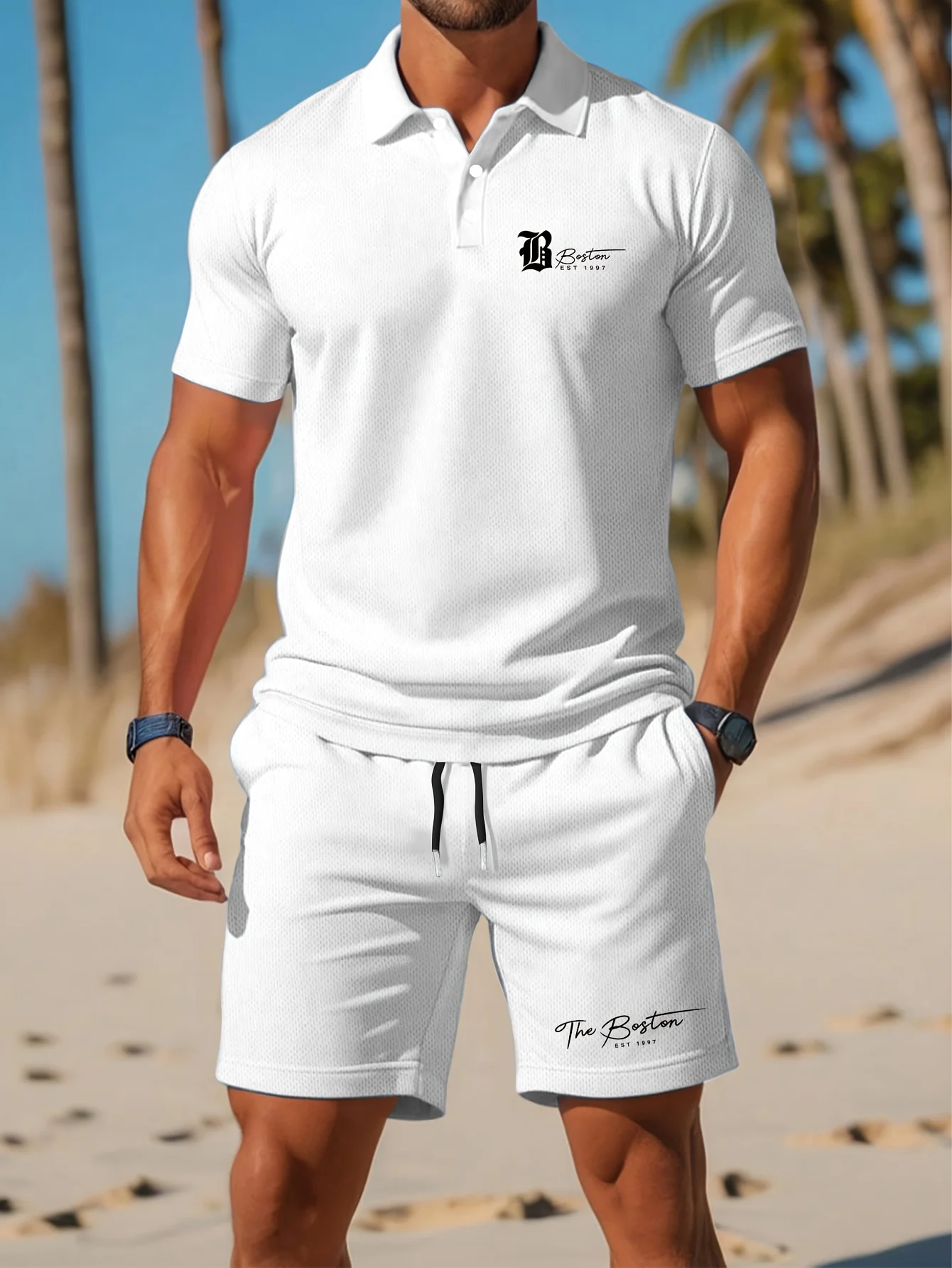 Mens Fashion Ideas - Sommerliches neues Herren-Poloshirt-Set, lässig, sportlich, cool,