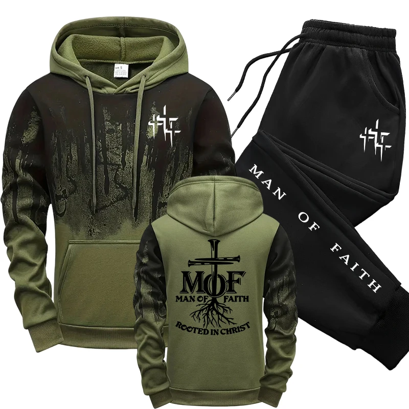 Men'S Fashion Hoodie - Man of Faith Herren-Trainingsanzug Hoodie &