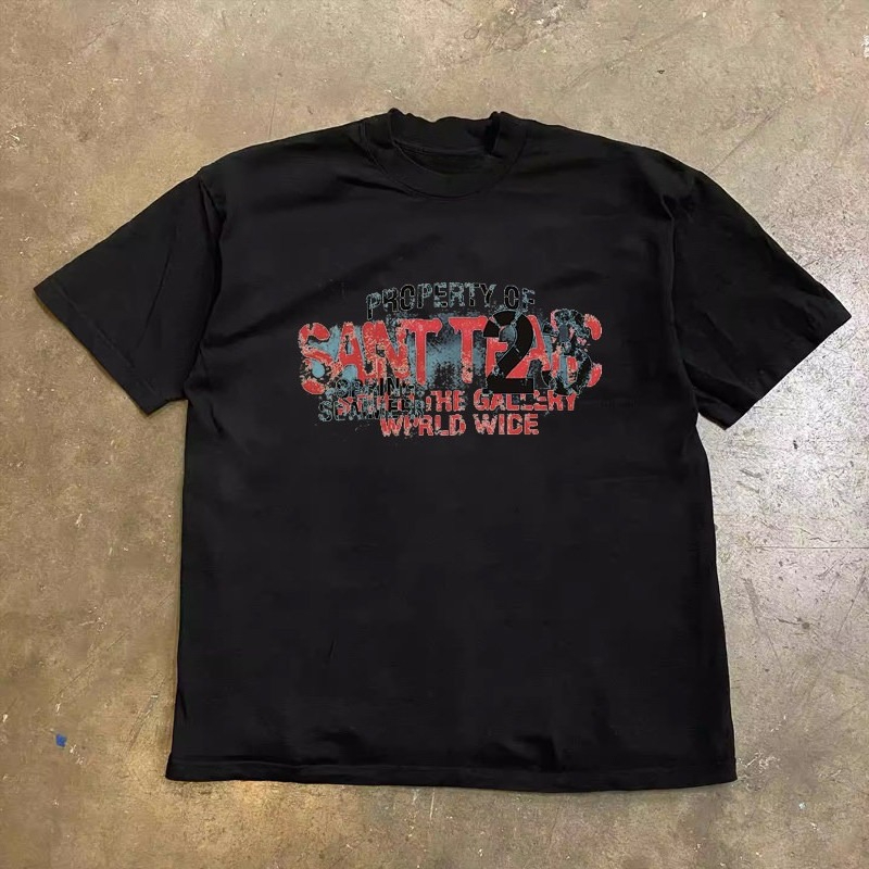 Men'S Fashion For Summer 2026 - 2026 Neues Vintage Distressed-Text-Grafik-Baumwoll-T-Shirt Y2K Retro