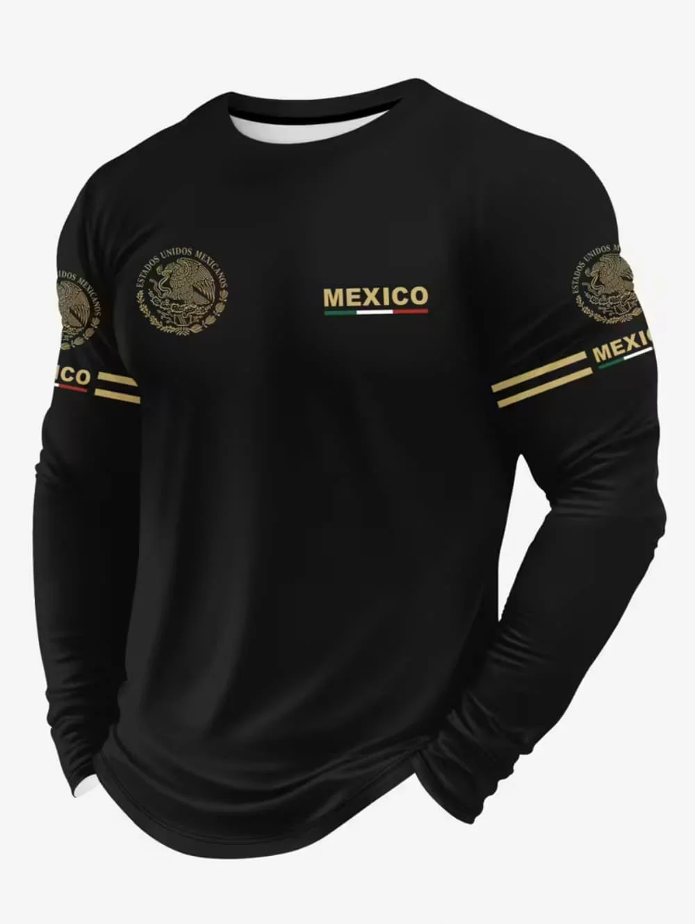 Mens Fashion Ideas - Herren-T-Shirt mit Mexiko-Adler-Print, modisches, bequemes Langarm-T-Shirt,