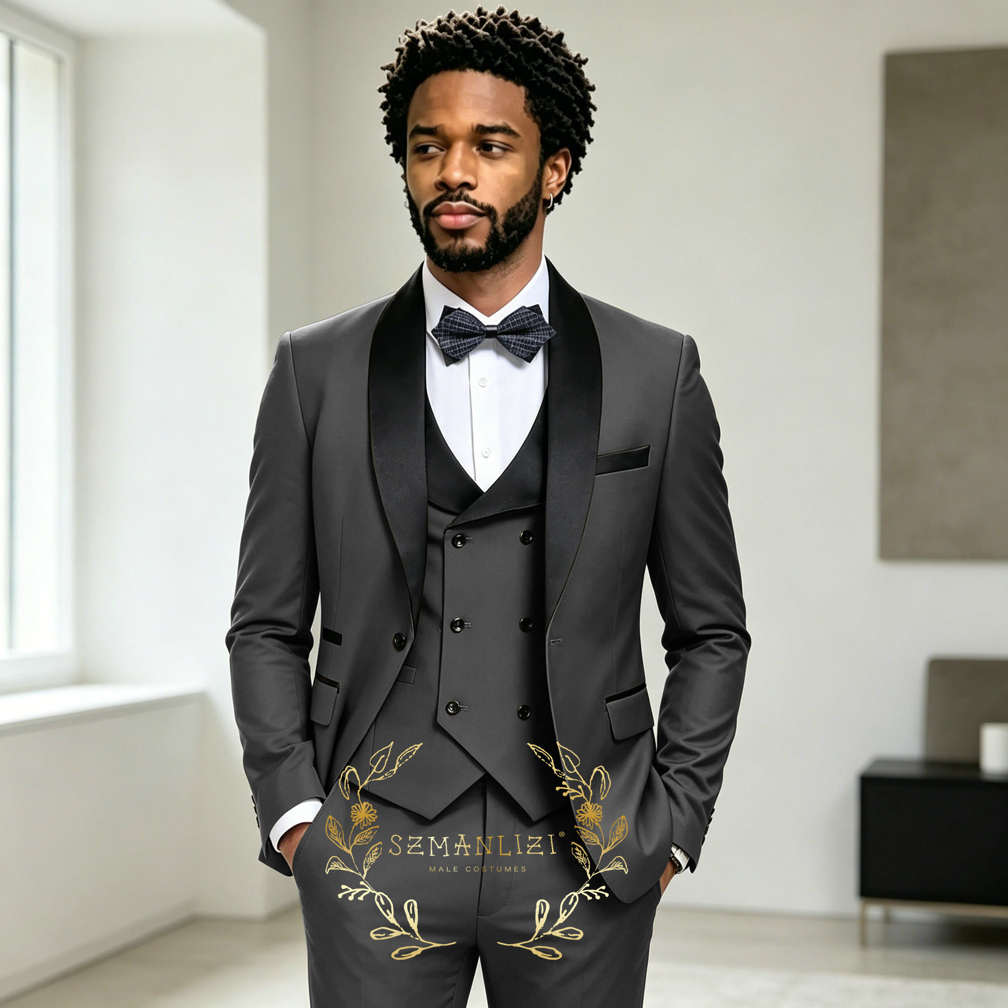 Mens Fashion Dark Grey Pants - Dunkelgraue Herren-Smokings für Hochzeiten, maßgeschneiderte Bräutigamkleidung,