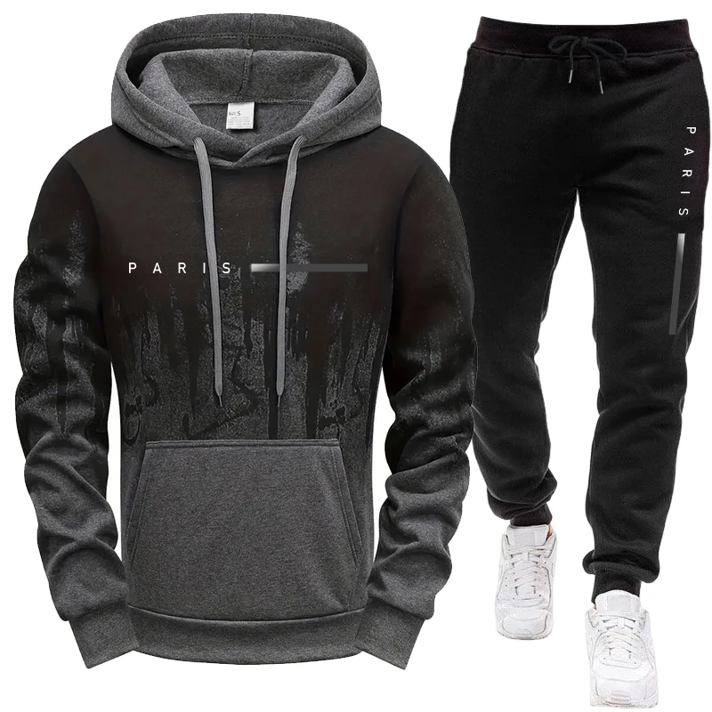 Men'S Fashion Hoodie - Herren-Set/Hoodie/Hose Paris Neu im Casual-Stil Kapuzen-Trainingsanzug