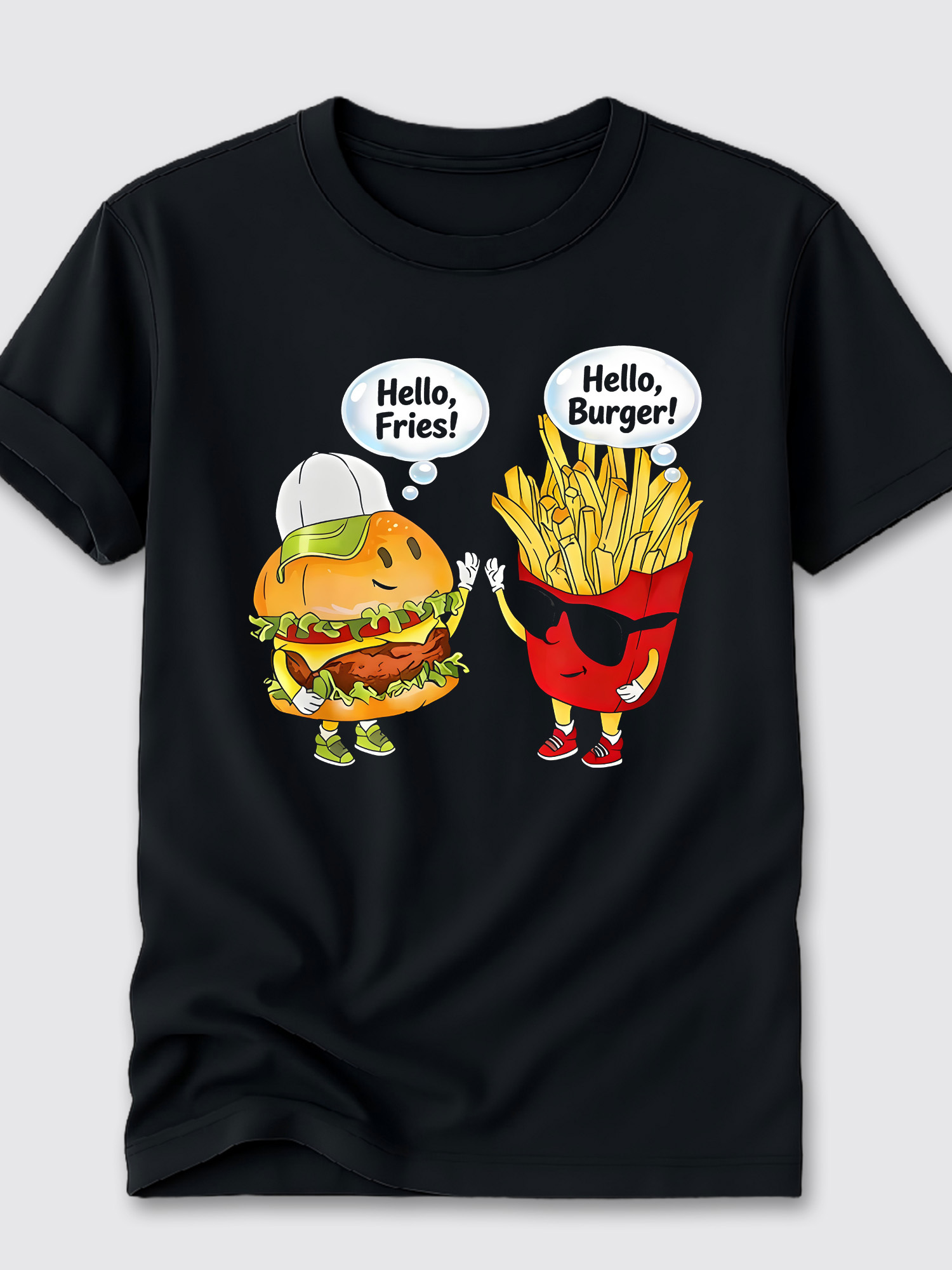 Men'S Fashion Hamburg - Trendiges T-Shirt mit Hamburger- und Pommes-Motiv