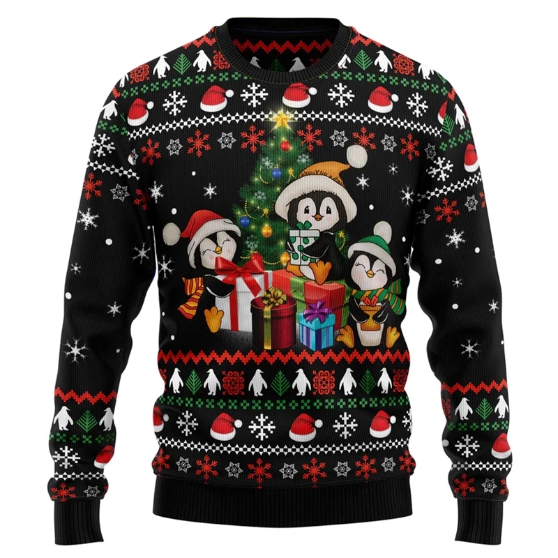 Mens Fashion Wear - 2026 Lustiger Pinguin-Grafik-Weihnachtspullover für Herren, modische