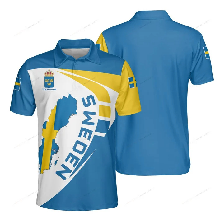 Men'S Fashion Names - Individuelles Poloshirt mit Schweden-Flagge, Sommer-Freizeitmode für