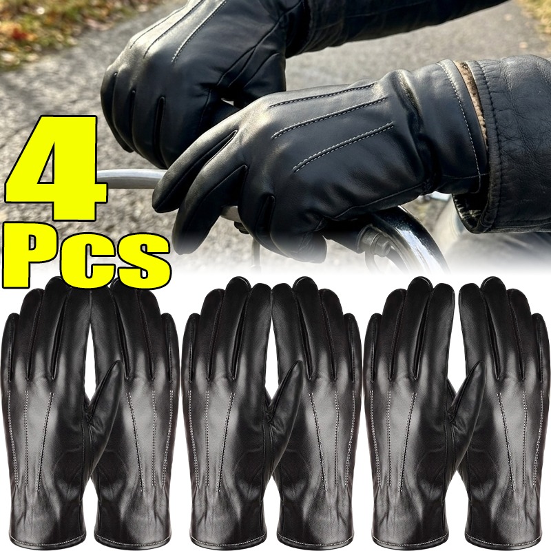Driving Gloves Leather - Thermische PU-Lederhandschuhe Unisex Winter Warm Winddicht